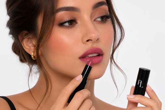 Luxury Cream Lipstick - Magical Mauve Elegantlipstickapplicationclose-up