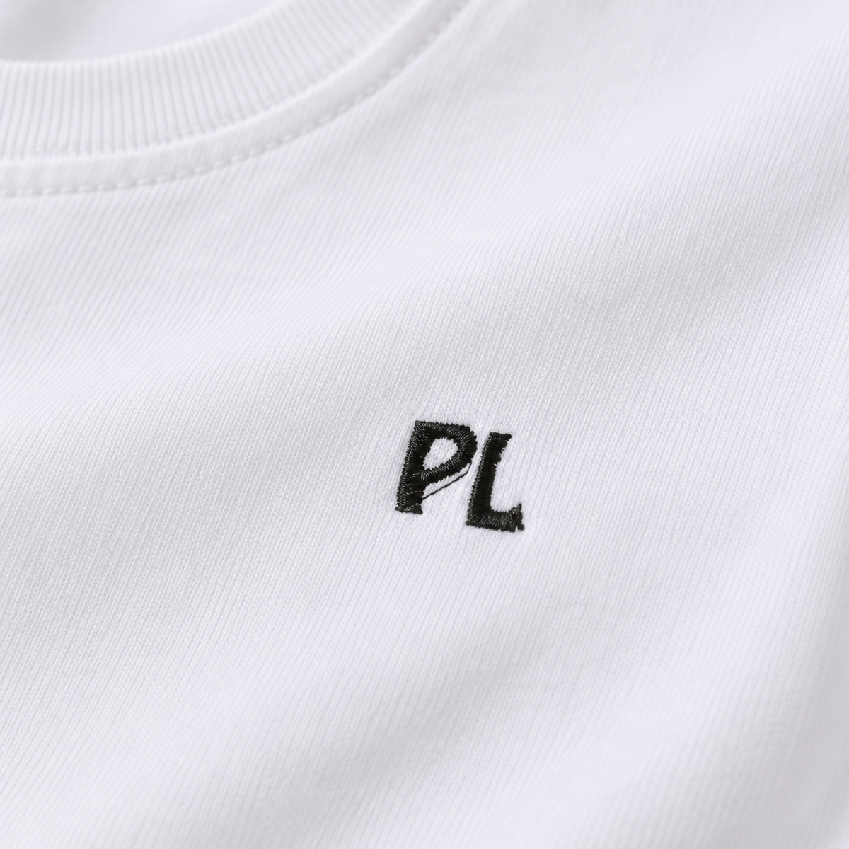 The Cropped Cotton Baby Tee EmbroideredPLLogoonWhiteCotton
