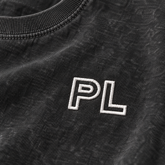 The Snow-Washed Cropped Classic Black Cotton Tee Classic Black EmbroideredPLonWashedCharcoalFabric