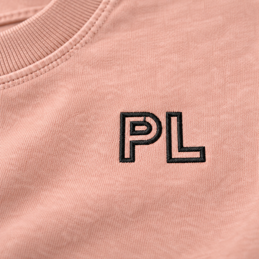 The Snow-Washed Cropped Shrimp Skin Cotton Tee Shrimp Skin Powder EmbroideredPLonWashedPeachFabric
