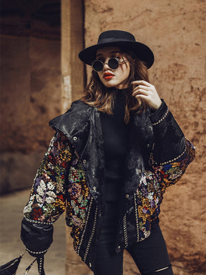 Women's Sequin Hooded Puffer Jacket | Black Black One Size F2DD40384765950E4B3C85DFA19A89E0