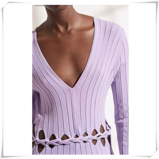Taro Purple Knitted Midi Dress