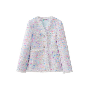 Tassel Floral-Inspired Fragrant Style Jacket pink F8C055D86FF48FD42A18D1C9E69C2051