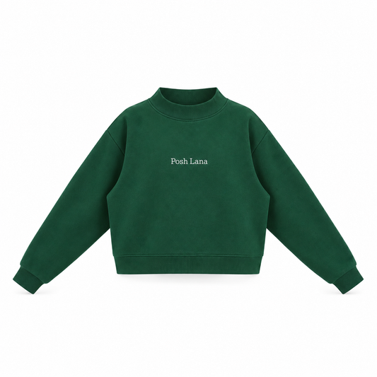 The Relaxed Fleece Mock-Neck Green Sweatshirt ForestGreenPoshLanaSweatshirt