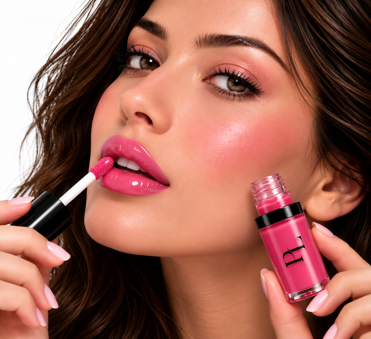Hydrating Lip Oil - Sheer Hot Pink GlossyPinkLipOilClose-Up