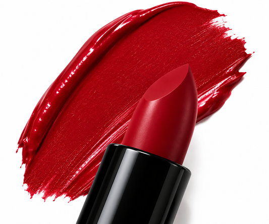 Lipstick - Red Audacity GlossyRedLipstickandSwatch