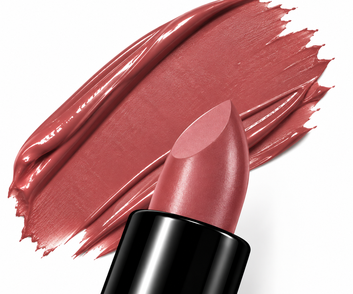 Lipstick - Creamy Mauve GlossyRose-MauveLipstickSmearandBullet
