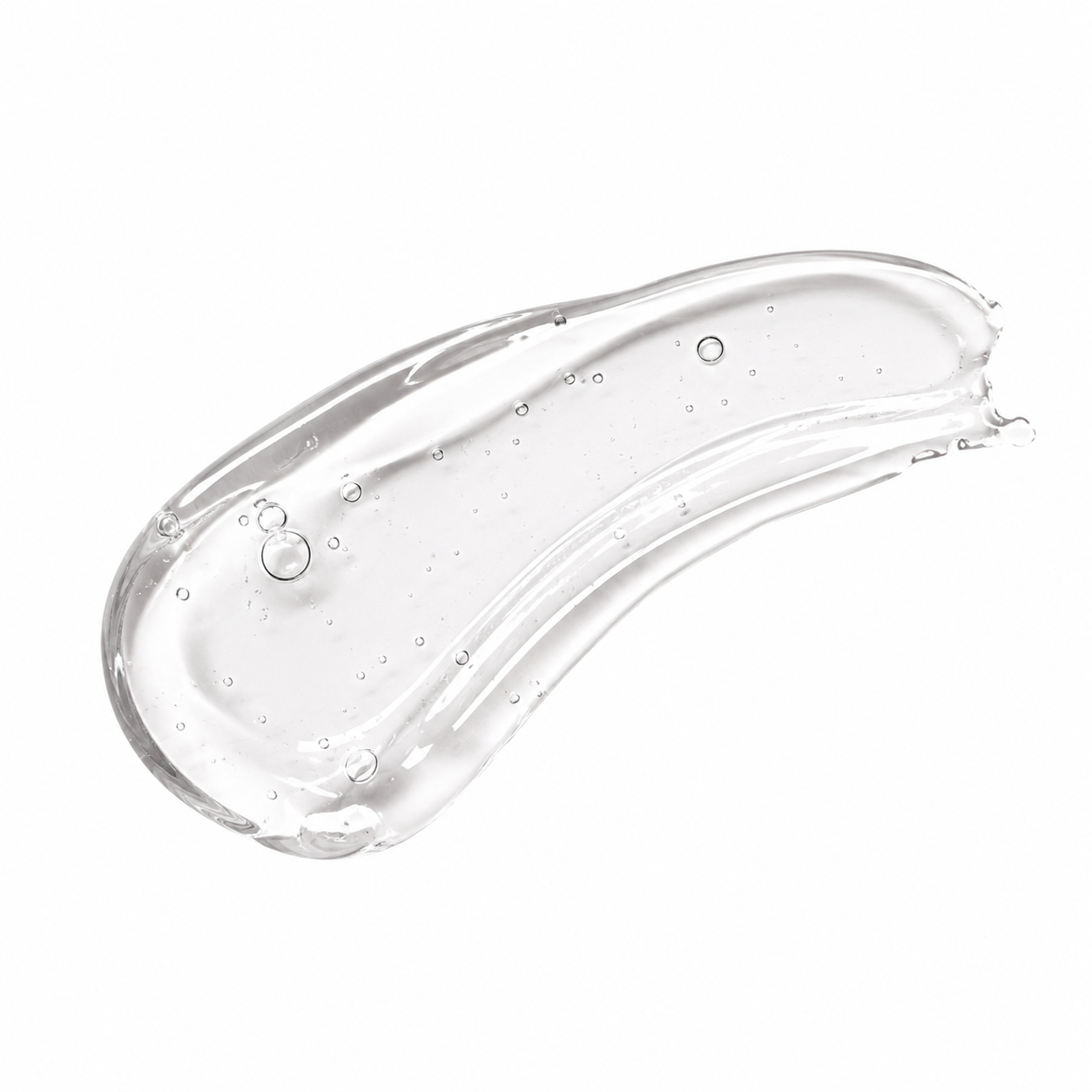 Clear gel or cream with bubbles on a white background