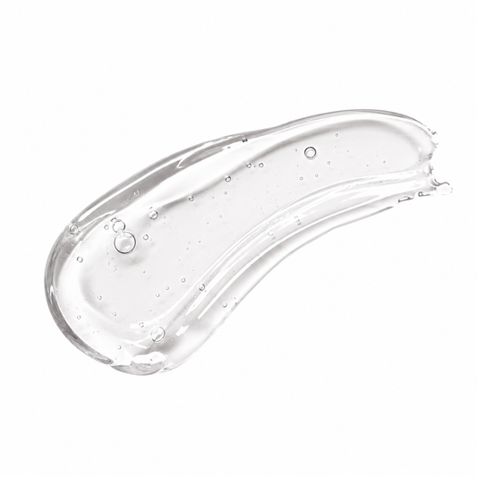 Clear gel or cream with bubbles on a white background