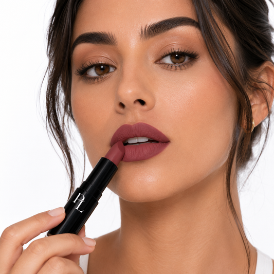 Luxury Matte Lipstick - Melrose Glossylipstickapplicationclose-up