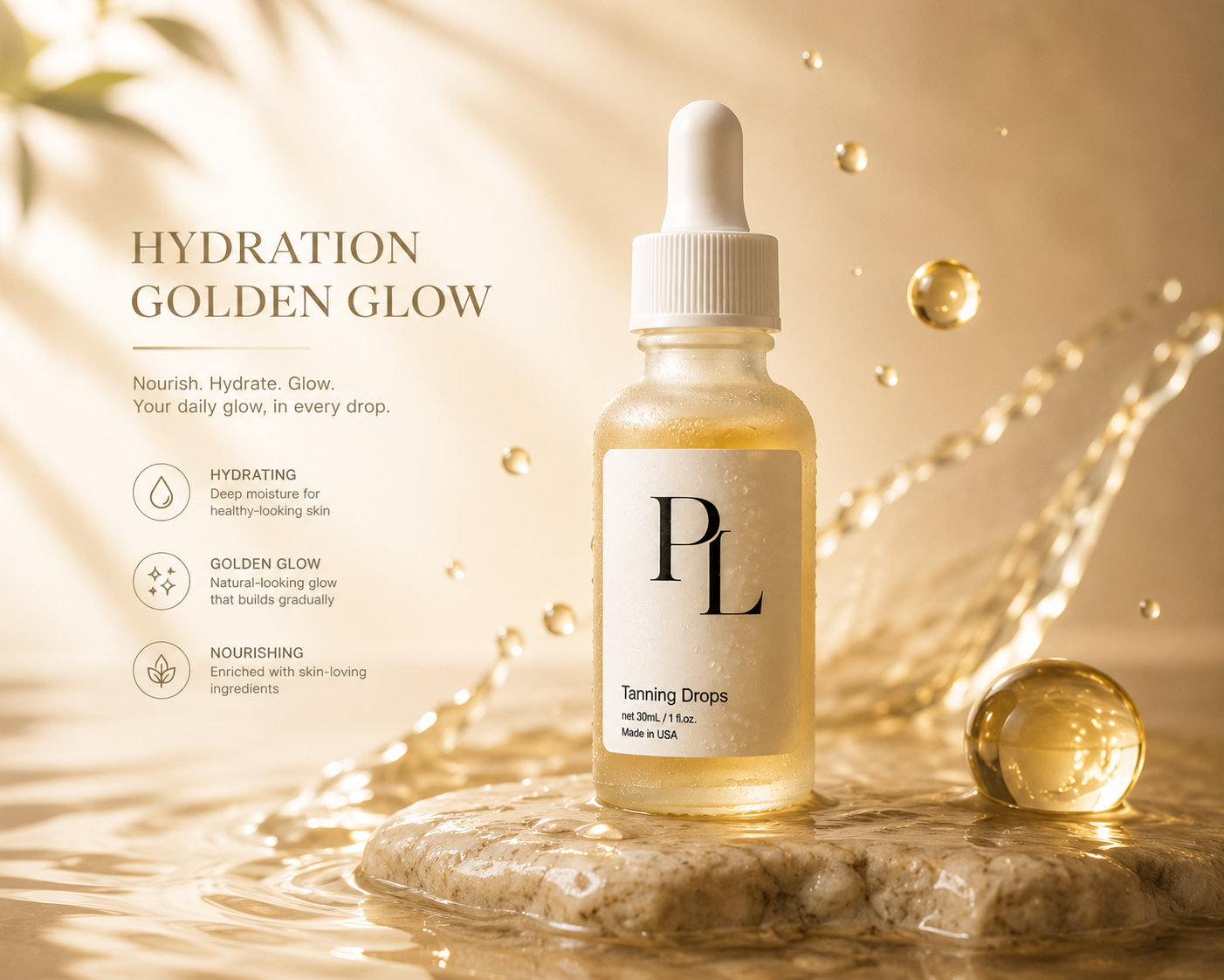 Self-Tanning Drops | Buildable Face & Body Glow Goldenhydrationglowskincareserum