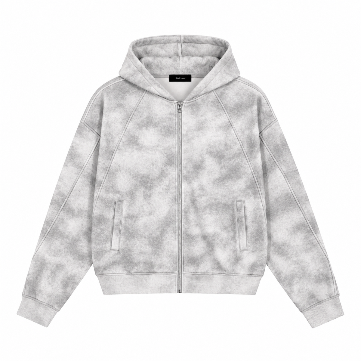 Dirty Washed Zip-Up Fleece Hoodie GrayTie-DyeZip-UpHoodie