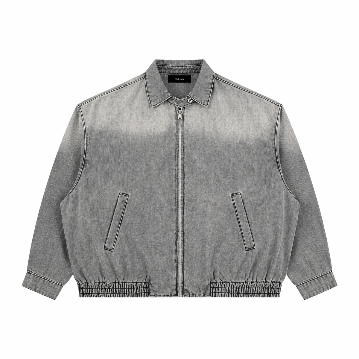 The Sun-Faded Full-Zip Denim Jacket Light Gray GrayWashedDenimBomberJacket