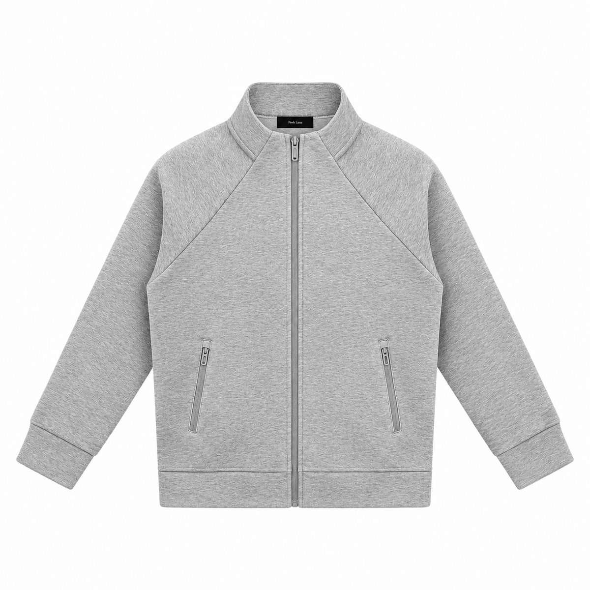The Structured Stand-Collar Track Jacket Flower Gray Gray_Posh_Lana_Zip-Up_Jacket