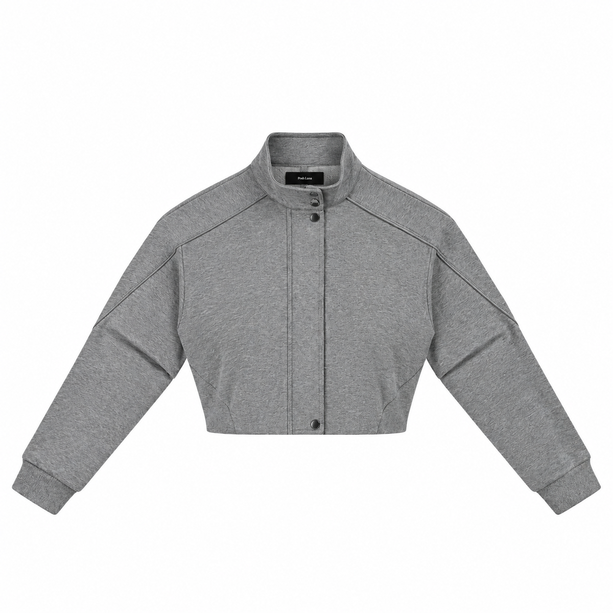 The Cropped Stand-Collar Button-Front Jacket Flower Gray GreyCroppedJacketwithPoshLanaLabel