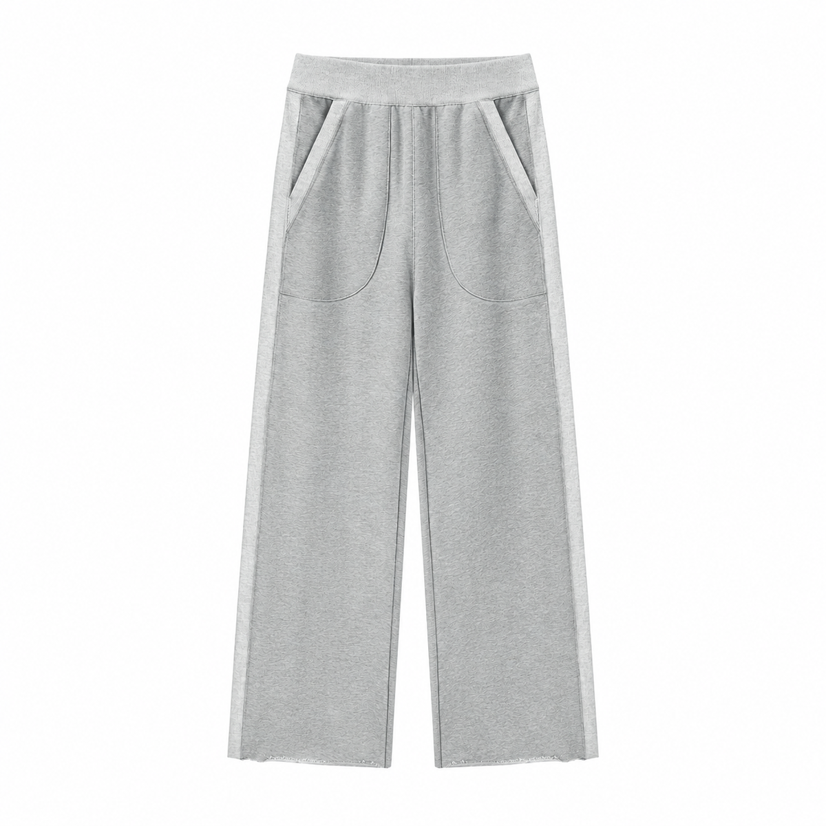 Women's Color Block Raw Hem Sweatpants Flower Gray HeatherGrayWide-LegSweatpants
