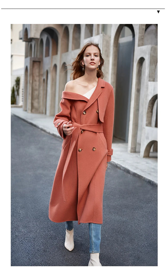 Asymmetric Double-Breasted Wool Coat