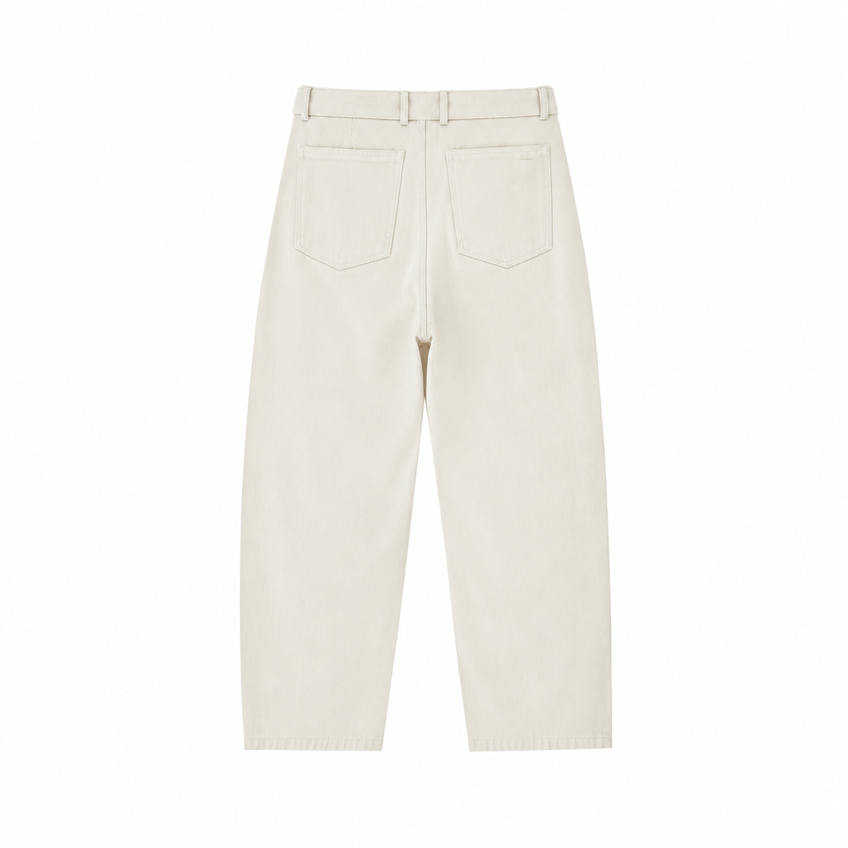 Belted Barrel-leg Chino Pants IvoryHigh-WaistedWide-LegTrousers