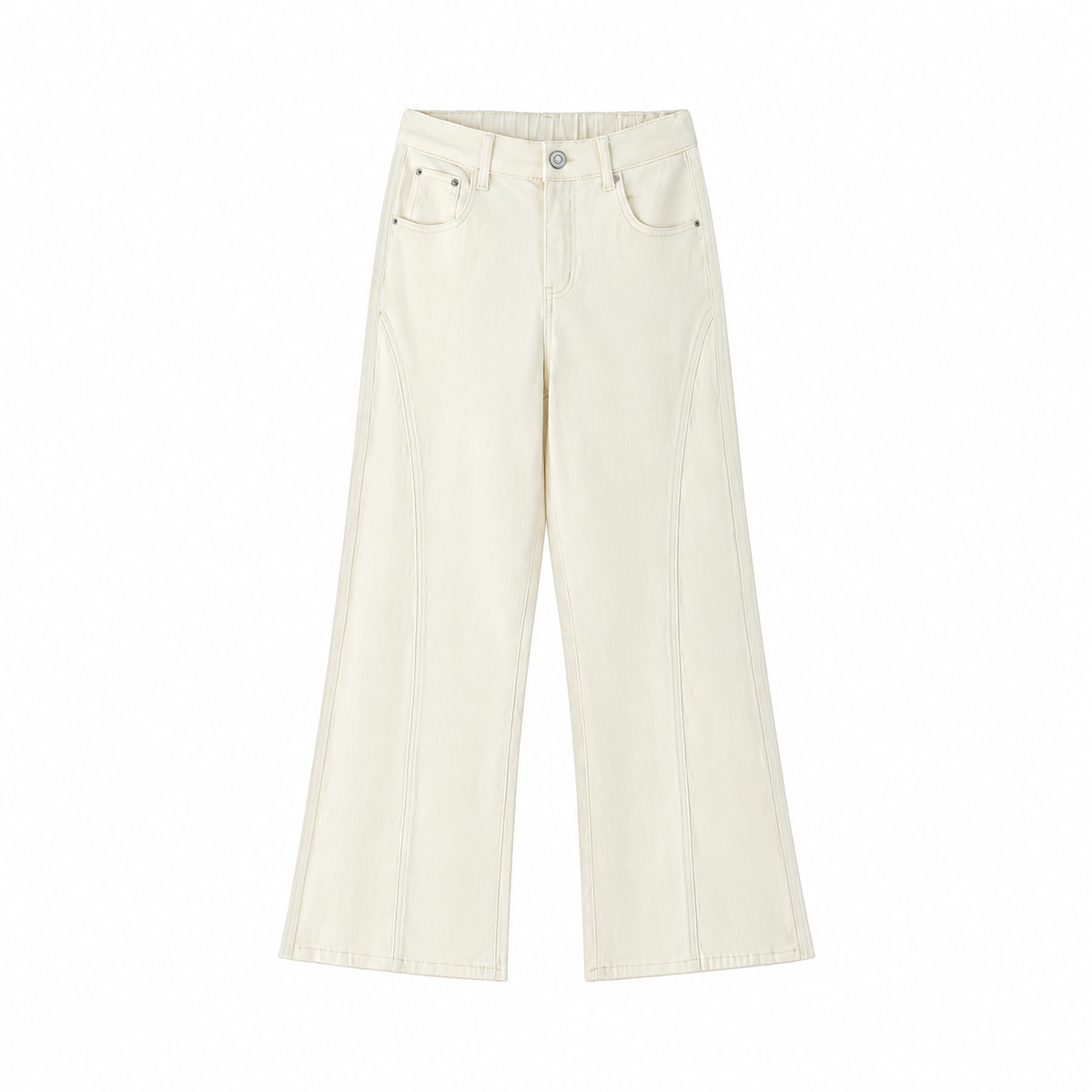 Women's Flared Leg Jeans White IvoryWide-LegJeansProductShot