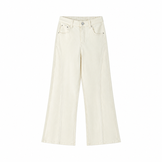 Women's Flared Leg Jeans White IvoryWide-LegJeansProductShot