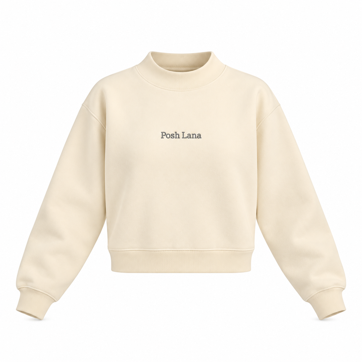 The Relaxed Fleece Mock-Neck Cream Apricot Sweatshirt Ivory_PoshLana_Mock-NeckSweatshirt