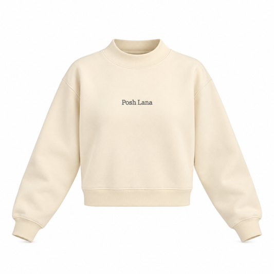 The Relaxed Fleece Mock-Neck Cream Apricot Sweatshirt Ivory_PoshLana_Mock-NeckSweatshirt
