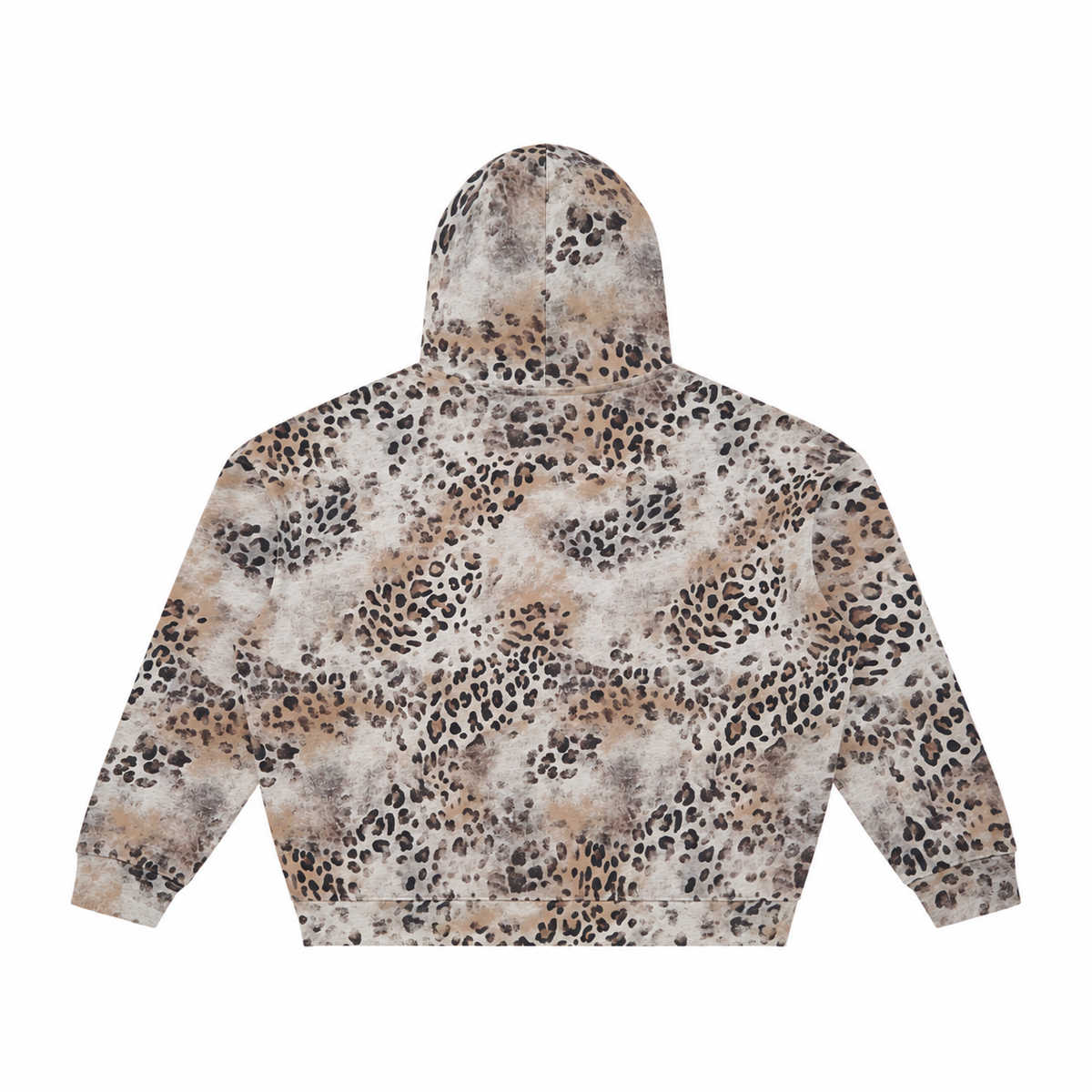 Unisex Vintage Wash Leopard Full Zip Hoodie Leopard-PrintHoodieBackView