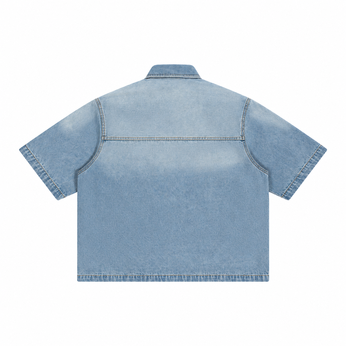 The Sun-Faded Boxy Denim Shirt LightBlueDenimShirtBackView