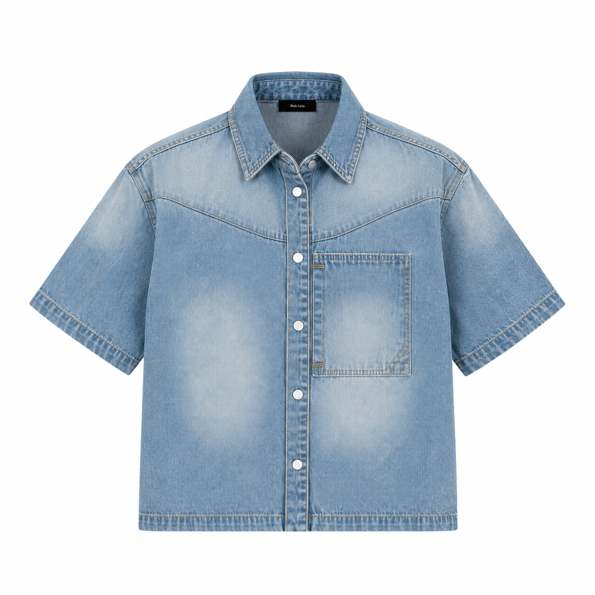 The Sun-Faded Boxy Denim Shirt Jeans Blue LightBlueDenimWesternShirt