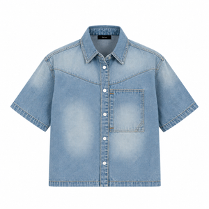 The Sun-Faded Boxy Denim Shirt Jeans Blue LightBlueDenimWesternShirt