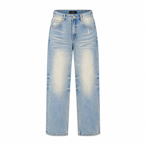 The Sun-Washed Raw-Hem Wide-Leg Jeans Blue LightBlueDistressedStraight-LegJeans
