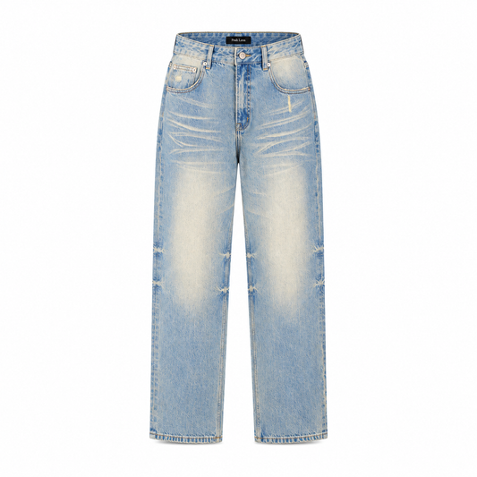 The Sun-Washed Raw-Hem Wide-Leg Jeans Blue LightBlueDistressedStraight-LegJeans