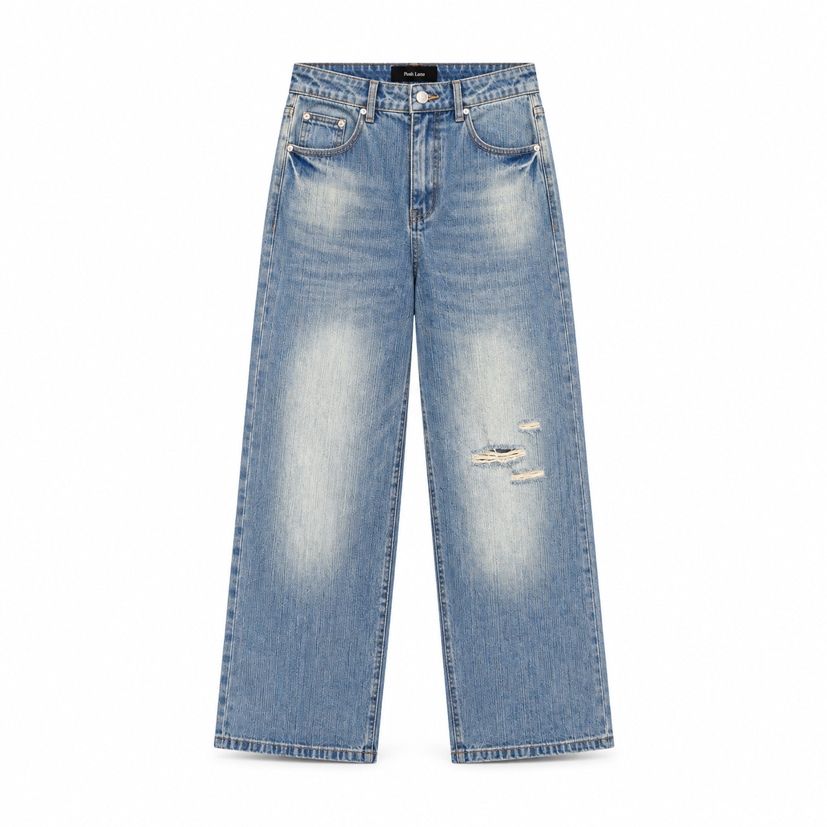 The Distressed Wide-Leg Denim Jeans Blue LightBlueDistressedWide-LegJeans