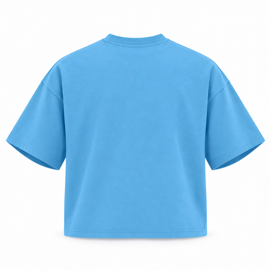 The Boxy Heavyweight Sky Blue Cotton Tee LightBlueOversizedT-ShirtBackView
