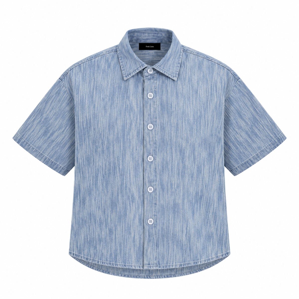The Vintage-Wash Boxy Denim Shirt Jeans Blue LightBlueTexturedDenimShirt