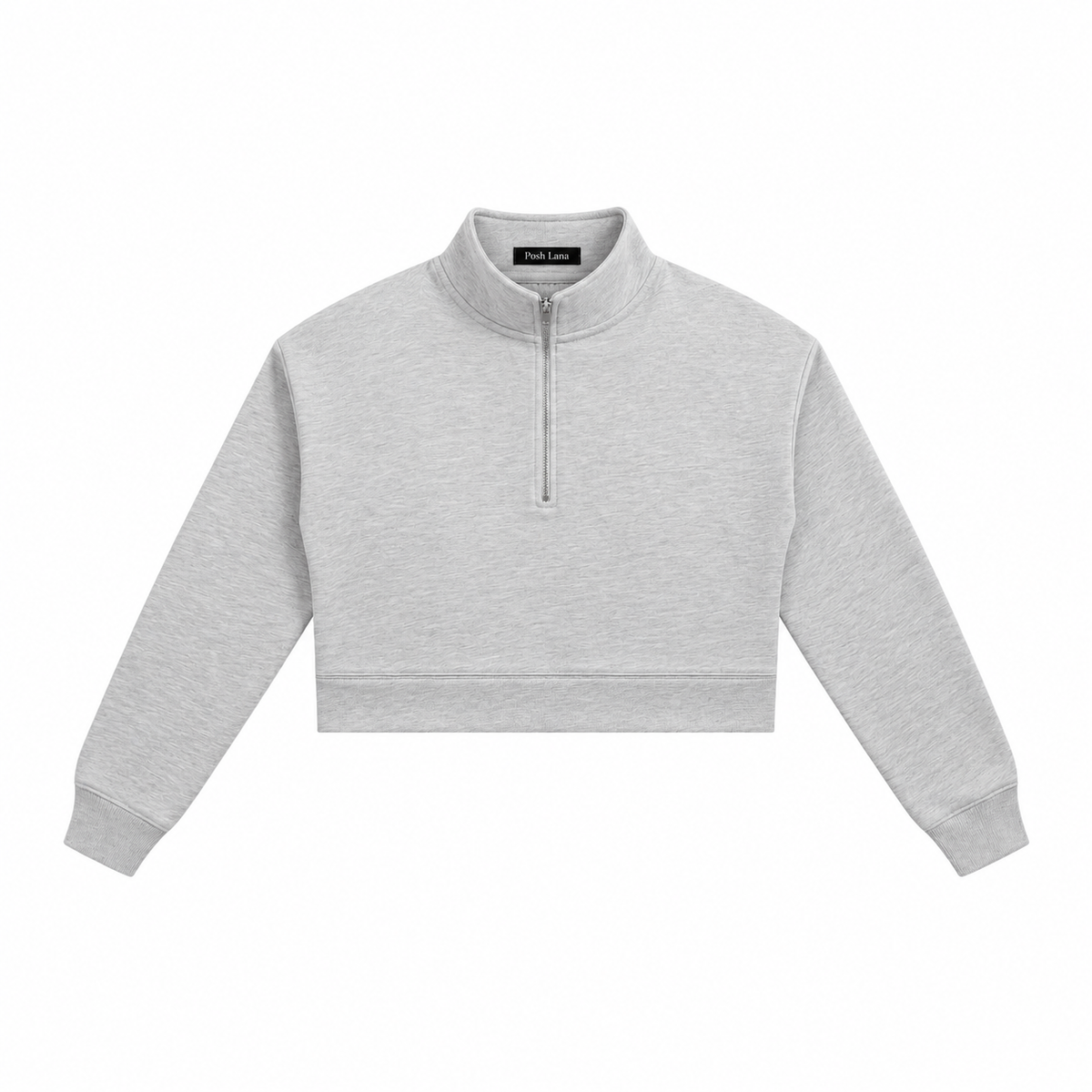 Women's Crop Quarter-Zip Sweatshirt Flower Gray LightGrayCroppedHalf-ZipSweatshirt