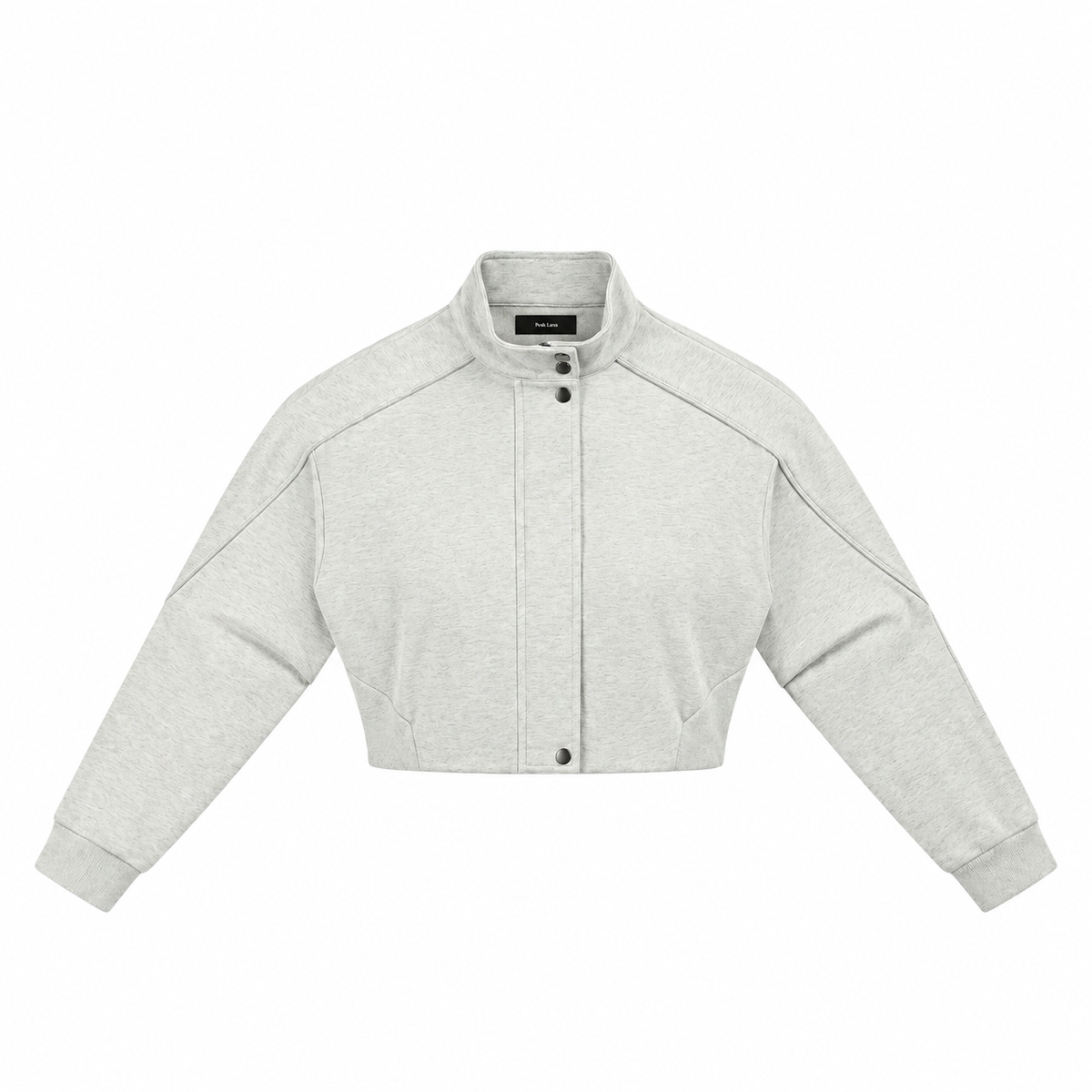 The Cropped Stand-Collar Button-Front Jacket Oat Gray LightGrayCroppedSnap-FrontBomberJacket