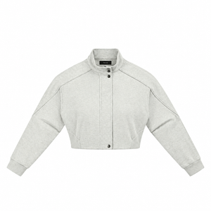 The Cropped Stand-Collar Button-Front Jacket Oat Gray LightGrayCroppedSnap-FrontBomberJacket