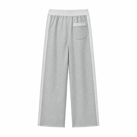 Women's Color Block Raw Hem Sweatpants LightGrayWide-LegSweatpants
