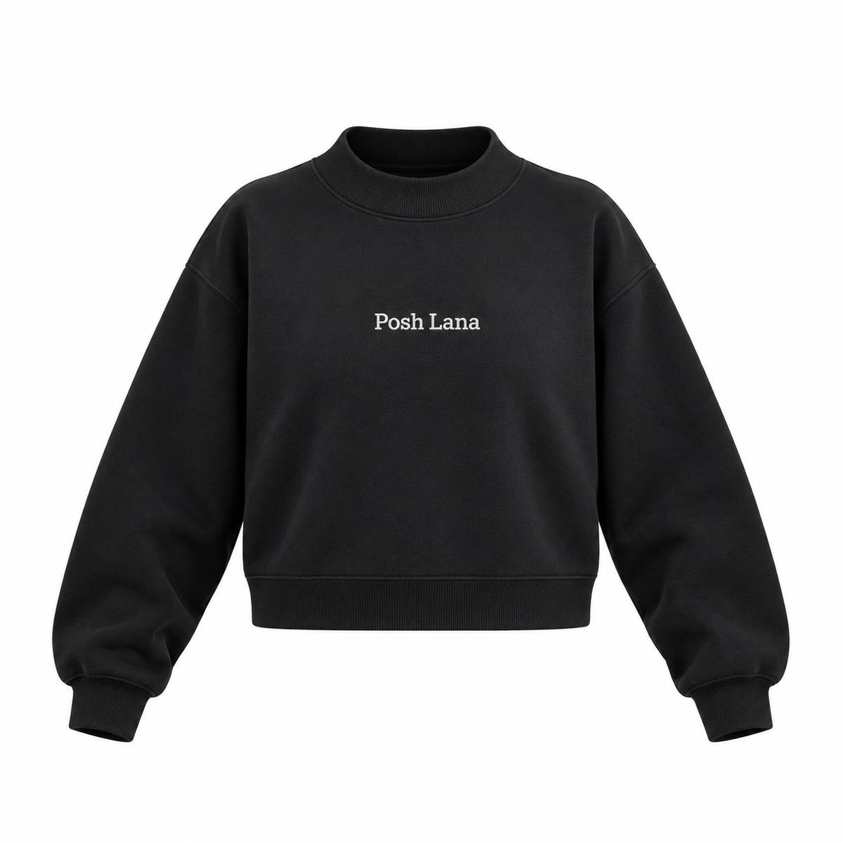 The Relaxed Fleece Mock-Neck Black Sweatshirt MinimalCharcoalPoshLanaSweatshirt