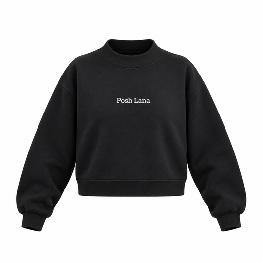 The Relaxed Fleece Mock-Neck Black Sweatshirt MinimalCharcoalPoshLanaSweatshirt