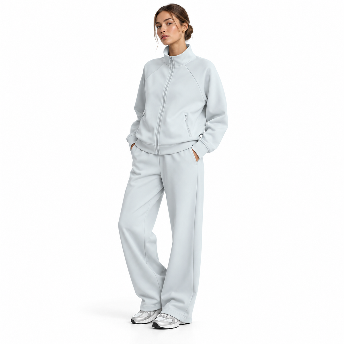 The Structured Stand-Collar Track Jacket MinimalIce-BlueTracksuitLook