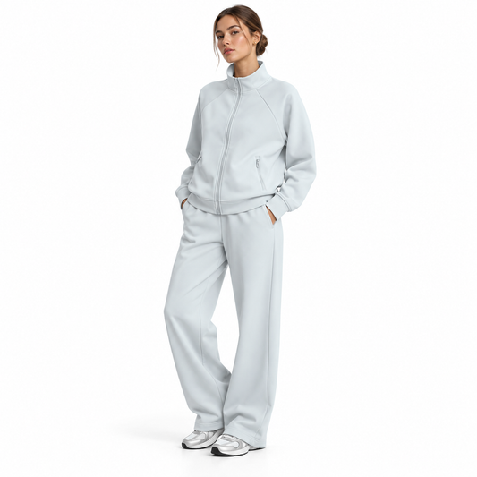 The Structured Stand-Collar Track Jacket MinimalIce-BlueTracksuitLook