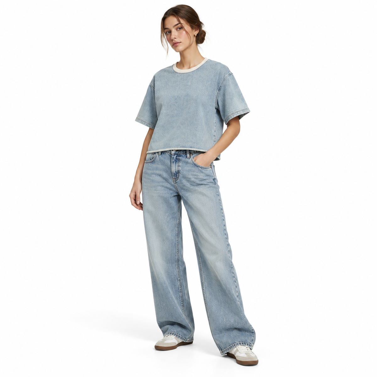 The Snow-Wash Boxy Raw-Edge Tee MinimalLightBlueDenimStudioLook