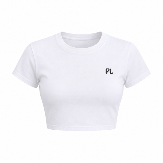 The Cropped Cotton Baby Tee White MinimalWhiteCroppedT-ShirtwithPLLogo