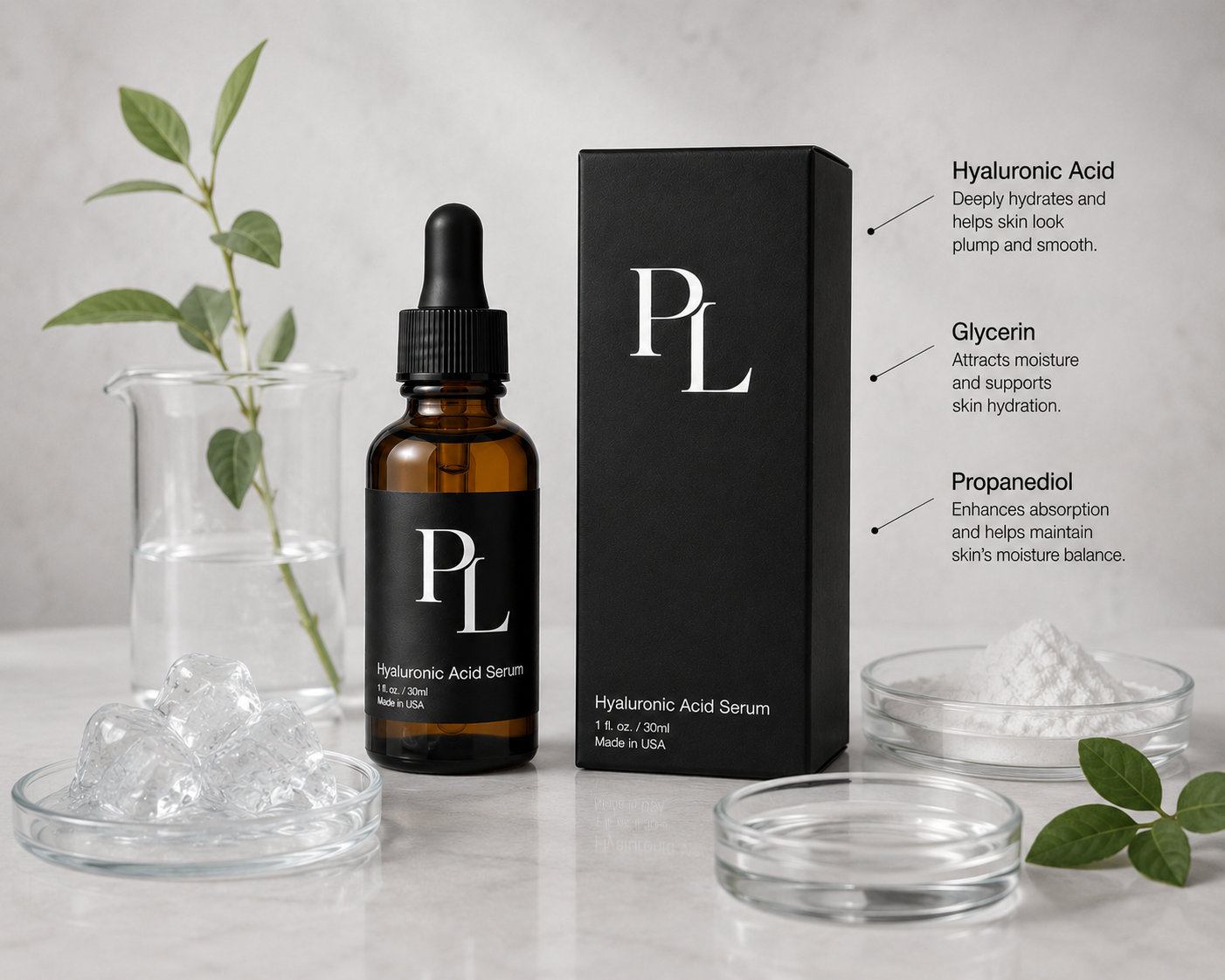 Hyaluronic Acid Serum | Deep Hydration & Plumping Formula Minimal_skincare_study_with_hyaluronic_acid