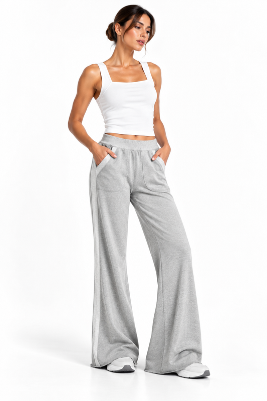 Women's Color Block Raw Hem Sweatpants MinimalistAthleisureStudioPortrait