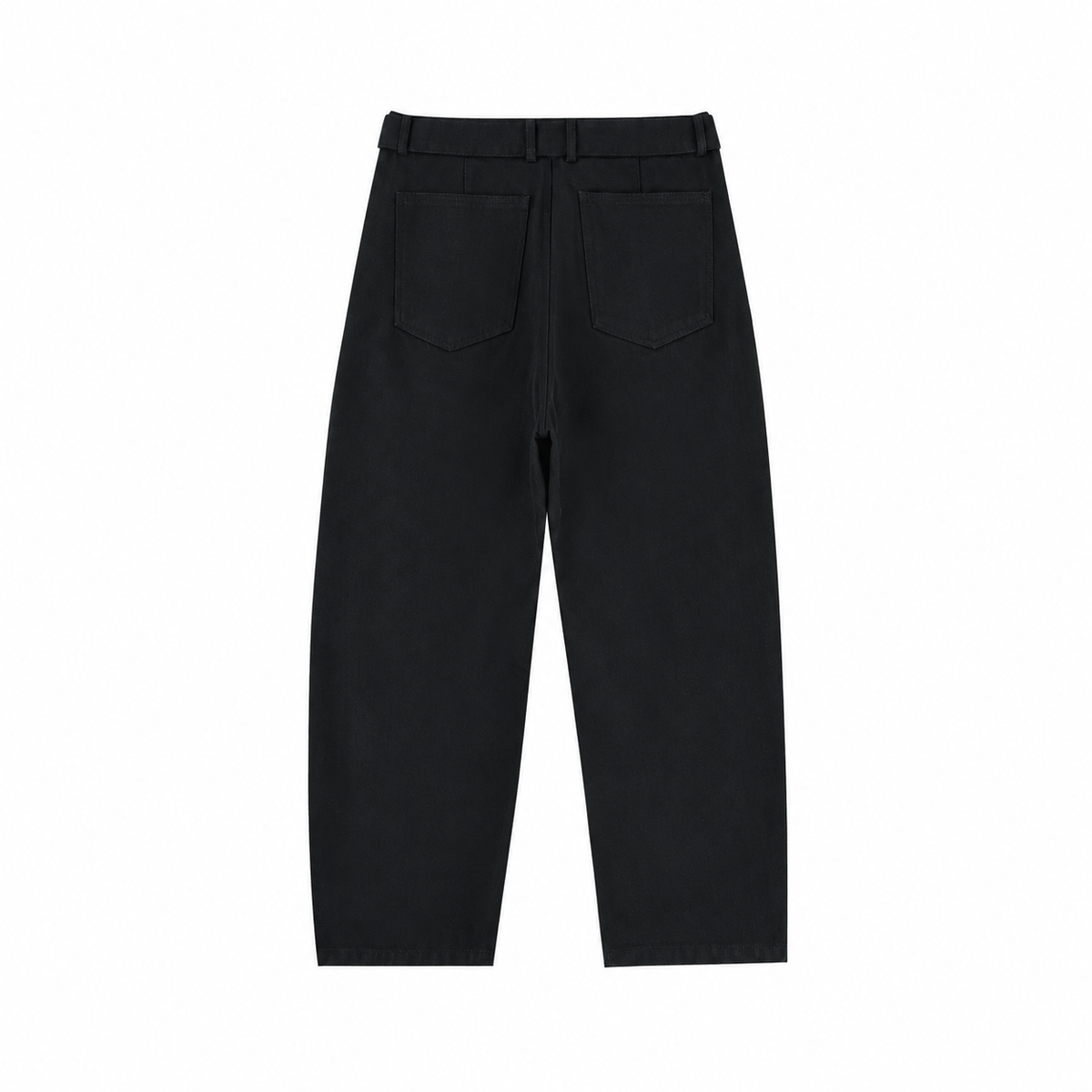 Belted Barrel-leg Chino Pants MinimalistBlackBack-PocketPants