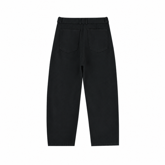 Belted Barrel-leg Chino Pants MinimalistBlackBack-PocketPants