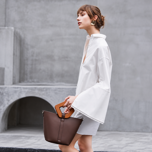 The Relaxed Single-Breasted Shirt Dress MinimalistConcreteArchitectureFashionPortrait